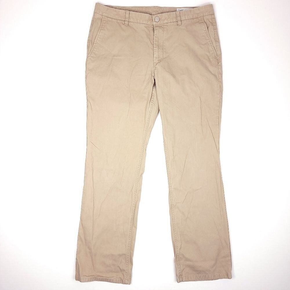 Bonobos Straight Fit Chino Pants Mens 35x31 Tan Cotton Snap Button 10" Rise